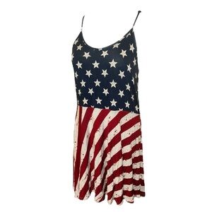 Patriotic Stars & Stripes Sleeveless Dress - Blue/Red/White